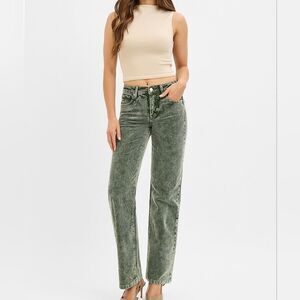 RISEN Women's Casual Grey Corduroy Wide Leg Jeans